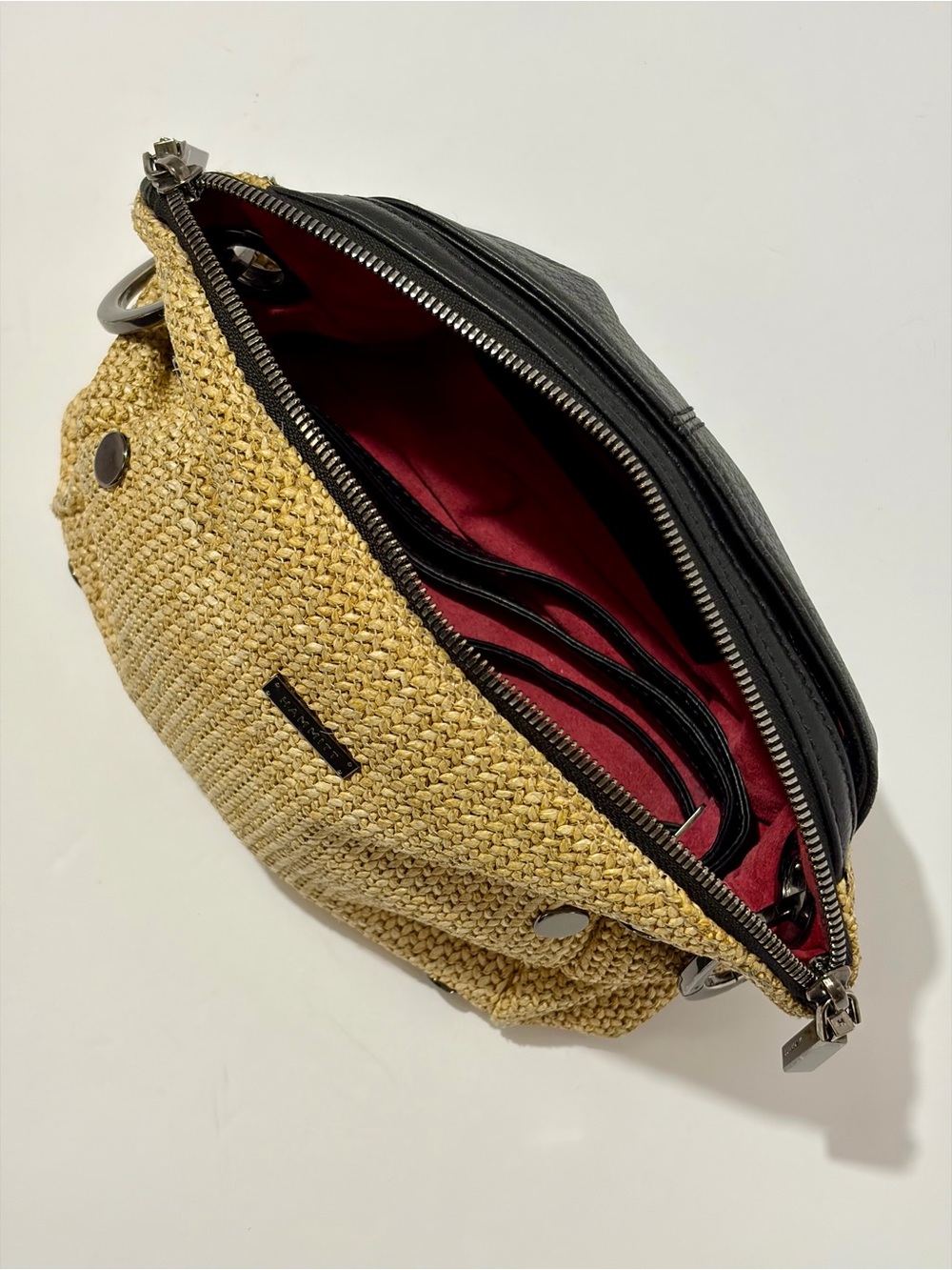 Hammitt Daniel Crossbody Clutch in Chaparral Raffia and gunmetal hardware - Picture 11 of 12